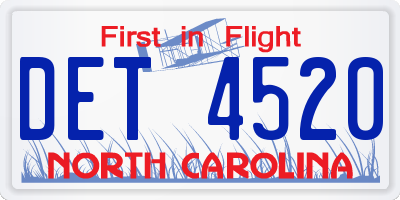 NC license plate DET4520
