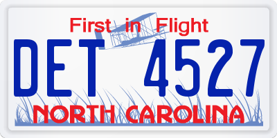 NC license plate DET4527