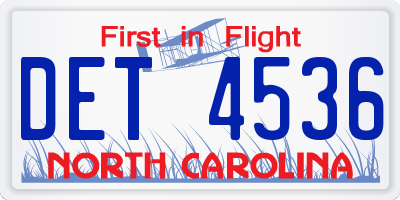 NC license plate DET4536
