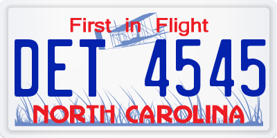 NC license plate DET4545