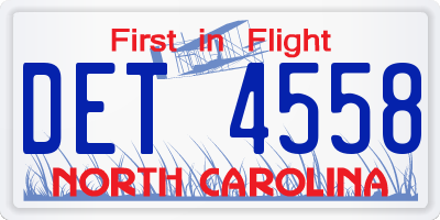 NC license plate DET4558