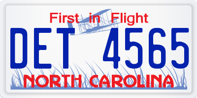 NC license plate DET4565
