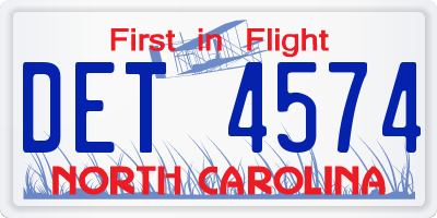 NC license plate DET4574