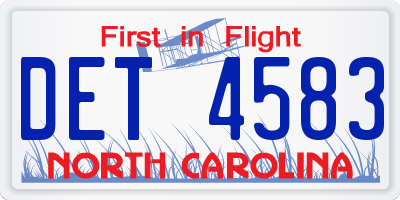 NC license plate DET4583