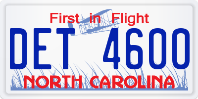 NC license plate DET4600