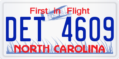 NC license plate DET4609