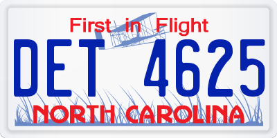 NC license plate DET4625
