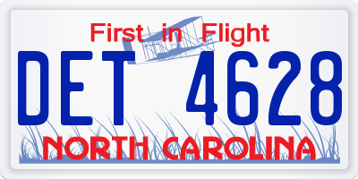NC license plate DET4628