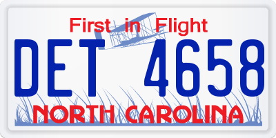 NC license plate DET4658
