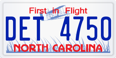 NC license plate DET4750