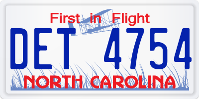 NC license plate DET4754