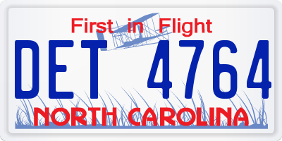 NC license plate DET4764
