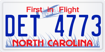 NC license plate DET4773