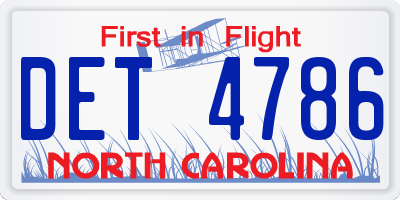 NC license plate DET4786