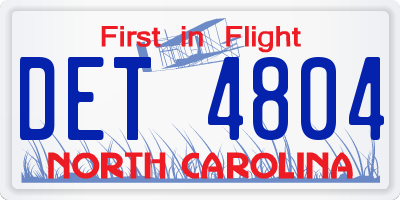 NC license plate DET4804