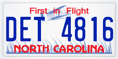 NC license plate DET4816