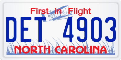 NC license plate DET4903