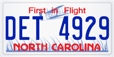 NC license plate DET4929