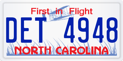 NC license plate DET4948