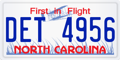 NC license plate DET4956