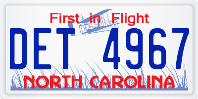 NC license plate DET4967