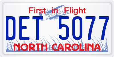 NC license plate DET5077