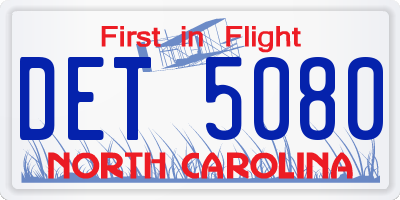NC license plate DET5080