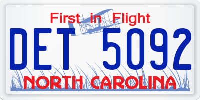 NC license plate DET5092