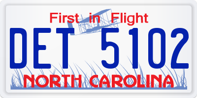 NC license plate DET5102