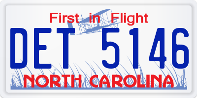 NC license plate DET5146