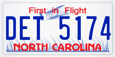 NC license plate DET5174