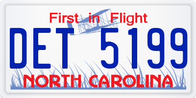NC license plate DET5199
