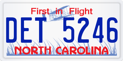 NC license plate DET5246