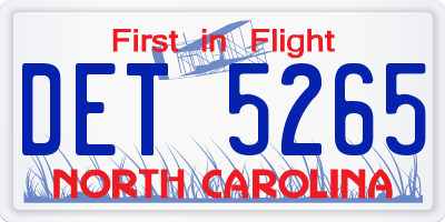 NC license plate DET5265