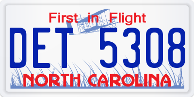 NC license plate DET5308