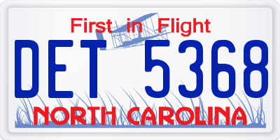 NC license plate DET5368