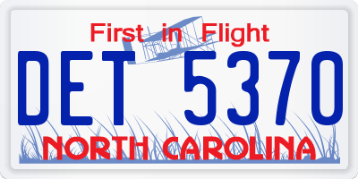 NC license plate DET5370