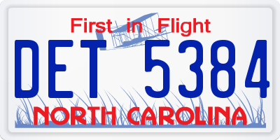 NC license plate DET5384