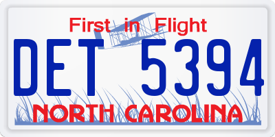 NC license plate DET5394