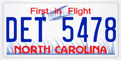 NC license plate DET5478
