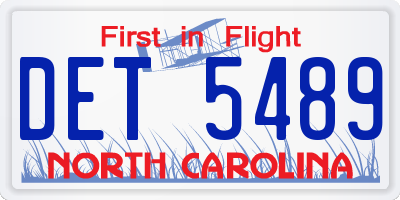 NC license plate DET5489