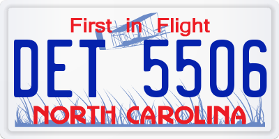 NC license plate DET5506