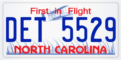 NC license plate DET5529