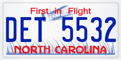NC license plate DET5532
