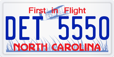 NC license plate DET5550