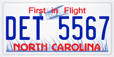 NC license plate DET5567
