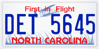 NC license plate DET5645