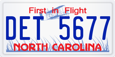 NC license plate DET5677