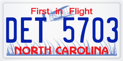 NC license plate DET5703