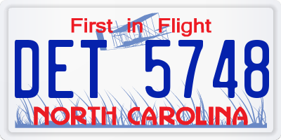 NC license plate DET5748